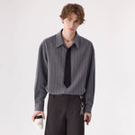 ,1627207:3232478,6012633849766,1627207:3232478,6012633849767,1627207:3232478,6012633849768,1627207:3232478,6012633849769,6012633849766,6012633849767,6012633849768,6012633849769, Retro Striped Faux Tie Long-Sleeve Shirt