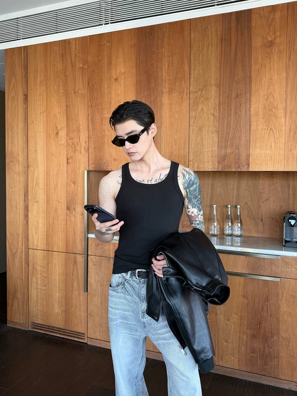 Ribbed Wide-Shoulder Slim Fit Tank Top 3