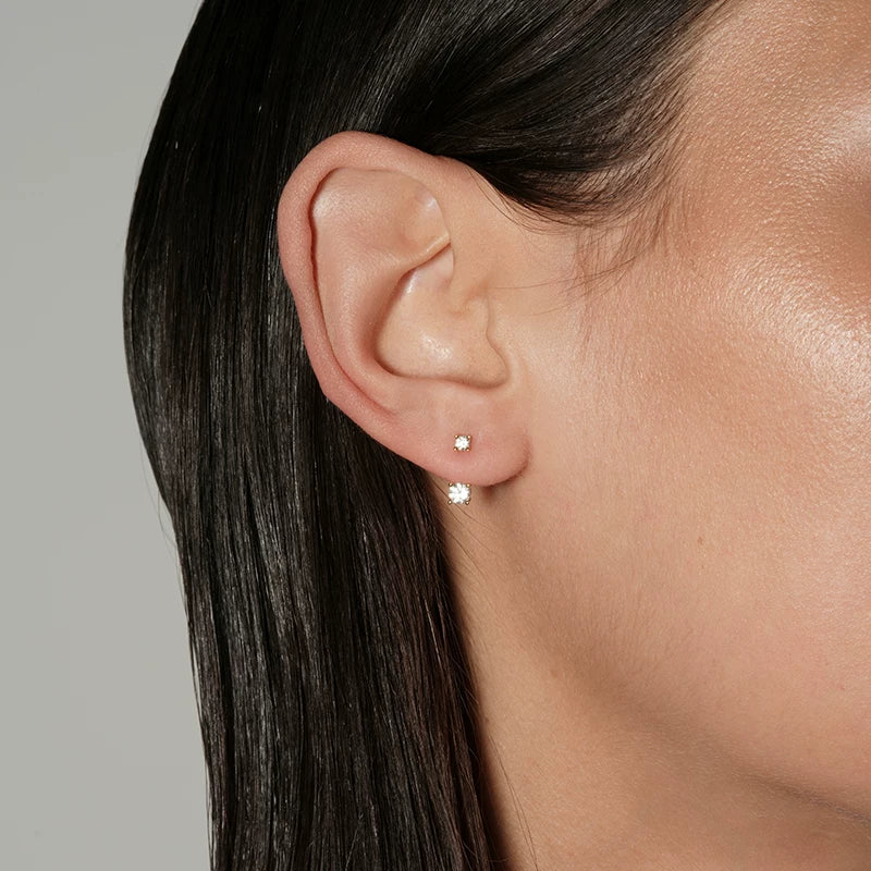 Sterling Silver Double Diamond Stud Earrings 3