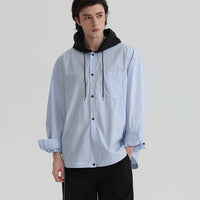 Striped Cotton Hooded Casual Shirt