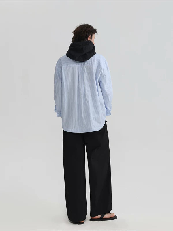 Striped Cotton Hooded Casual Shirt 5