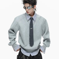 Striped Faux Layered Collared Sweatshirt