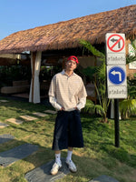 Striped Faux Layered Polo Collar T-Shirt 4