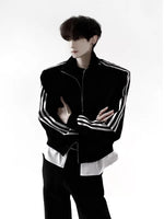 Three-Stripe Stand Collar Sport Jacket 2