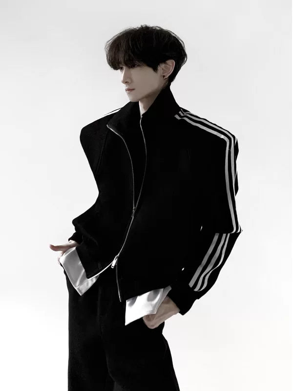 Three-Stripe Stand Collar Sport Jacket 5