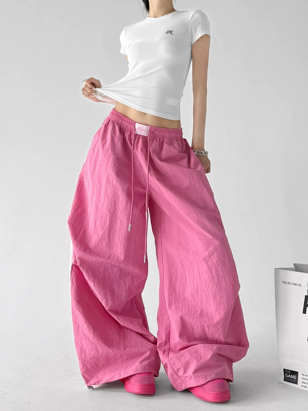Wide-Leg Drawstring Dance Cargo Pants 2