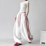 Wide Leg Drawstring Stripe Casual Pants 2