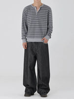 Wide Leg Raw Denim Pants with Stitching 3