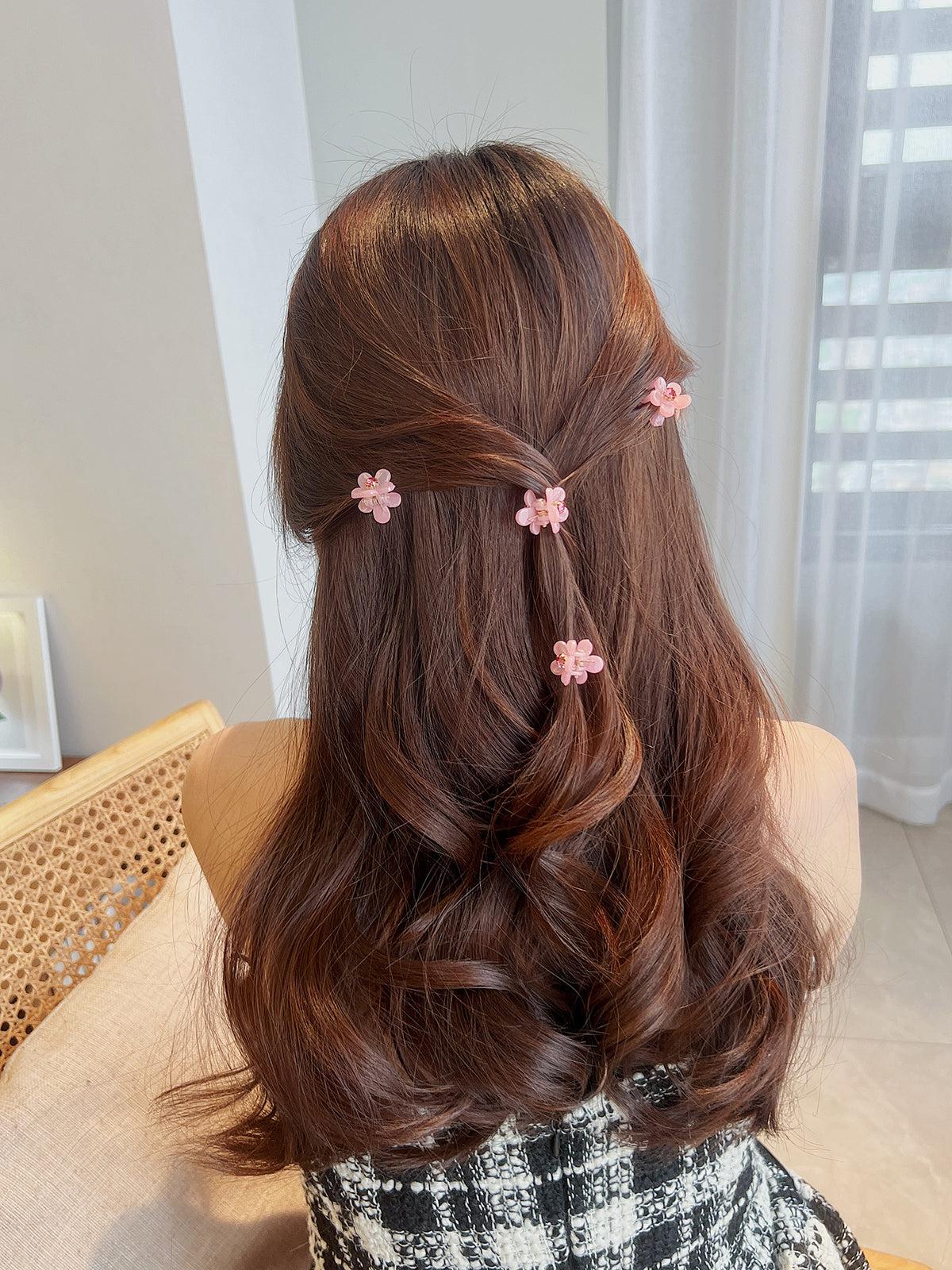 Mini Candy Color Flower Hair Clips