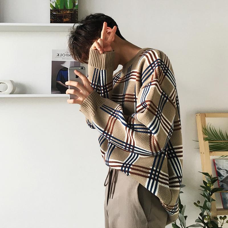 Pull ample à carreaux